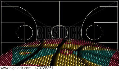 Grenada Basketball Court Background, Basketball Ball, Black Background