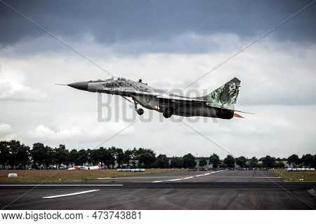 Slovakian Air Force Mig-29 Fulcrum Fighter Jet Taking Off From Gilze-rijen Air Base, The Netherlands