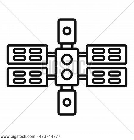 Panel Space Station Icon Outline . Satellite Spaceship. International Space Station