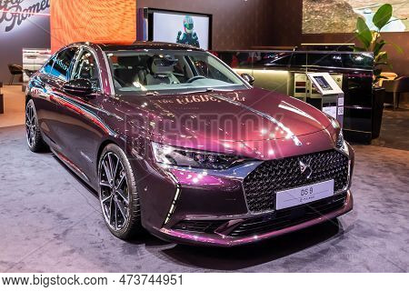 New Ds 9 E-tense Plug-in Hybrid Saloon Car At The Brussels Autosalon European Motor Show. Brussels, 