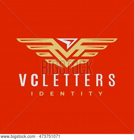 Luxury Line Wing Initial V C Vc Logo Design. Elegant Geometric Wing Letter Vc.
