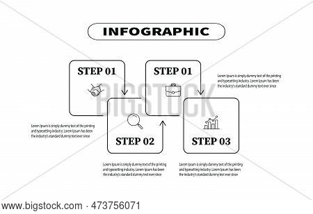 The Four-step Design Process For Creating Presented An Infographic Using The Square Vectors Template