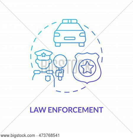 Law Enforcement Blue Gradient Concept Icon. Public Security. Police Service. Justice System Abstract