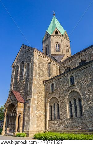 Front Of The Historic Ludgerus Church In Essen-werden, Germany