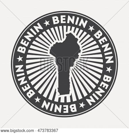 Benin Round Logo. Vintage Travel Badge With The Circular Name And Map Of Country, Vector Illustratio