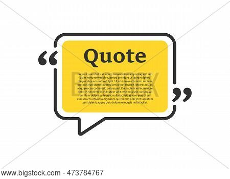 Quote Box Frame Icon In Flat Style. Dialogue Speech Bubble Vector Illustration On Isolated Backgroun