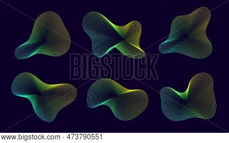 Dynamic Amorphous Shapes, Abstract Fluid Forms With Gradient, Liquid Shape Made Of Lines With Blend 