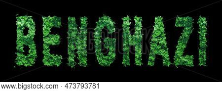 Benghazi Lettering, Benghazi Forest Ecology Concept On Black, Clipping Path
