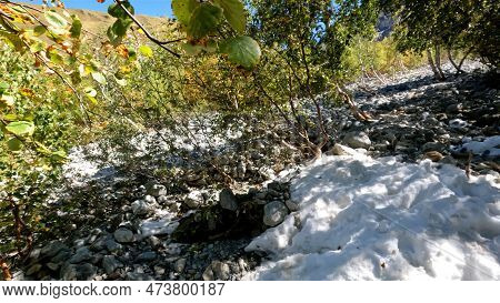 Snow On Sightseer Trail At Summertime In Nice Mountain Ridge - Photo Of Nature