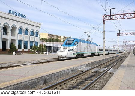 Kagan, Uzbekistan - September 11, 2022: Talgo 250 