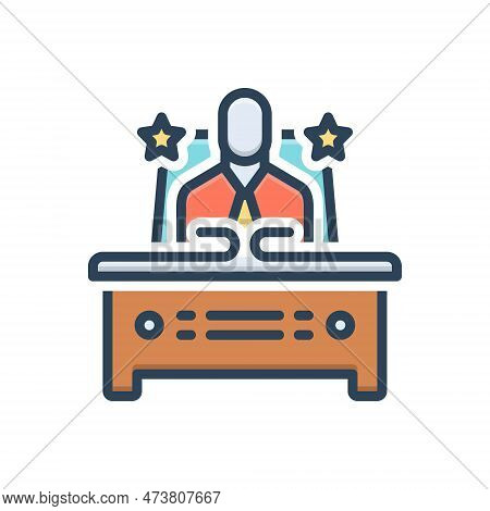 Color Illustration Icon For Positions Post Commissary Human Officer Power Bussiness-man Boss
