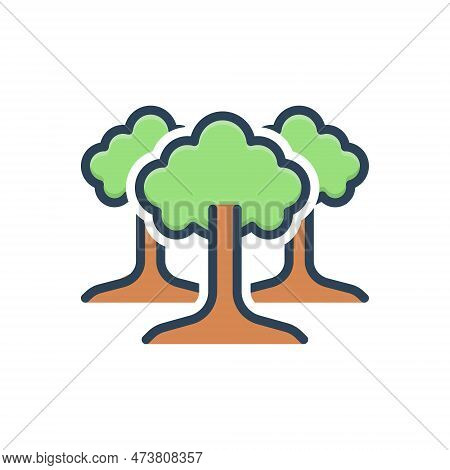 Color Illustration Icon For Trees Greenstuff Botany Flora Greenery Forest Ecology Nature Wild Garden