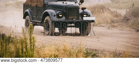 Old Military Car - Russian All-terrain Vehicle On A Dirt Road