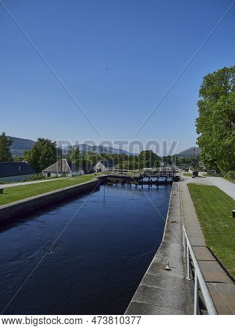 Caol, Scotland - 05 30 2018: Neptunes Staircase Is A Popular Watergate Along The Great Glen Way In S