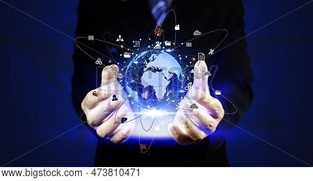 Information Technology Networks Internet Connecting Wireless Devices Around The World. Information T