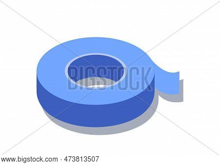 Isometric Insulating Tape Concept. Roll Of Blue Tape For Insulating Electrical Wires. Repair, Constr