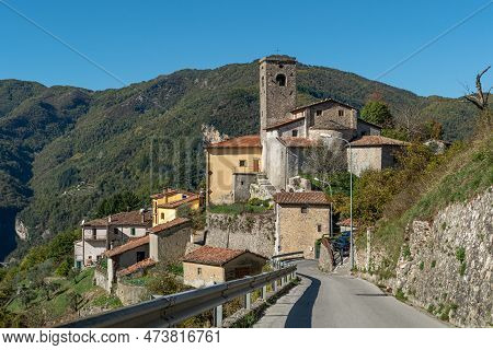 Scenic Anorama Of Ceserana Opf City Fosciandora Region Lucca, Italy