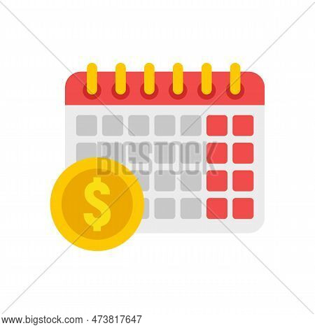 Money Remarketing Calendar Icon. Flat Illustration Of Money Remarketing Calendar Icon Isolated On Wh