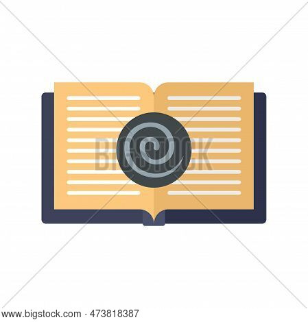 Open Hypnotherapy Book Icon. Flat Illustration Of Open Hypnotherapy Book Icon Isolated On White Back
