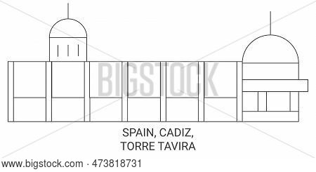 Spain, Cadiz, Torre Tavira Travel Landmark Vector Illustration