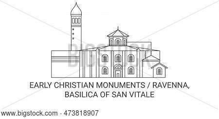 Italy, Ravenna, Basilica Of San Vitale Travel Landmark Vector Illustration