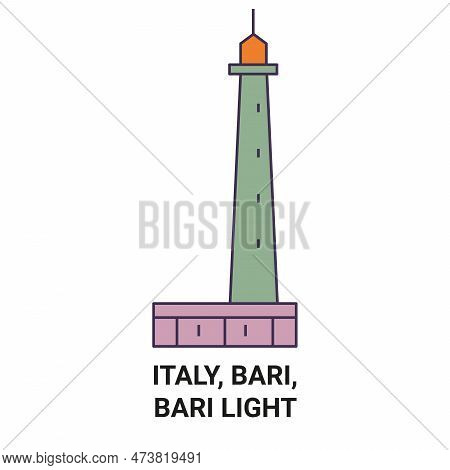 Italy, Bari, Bari Light Travel Landmark Vector Illustration