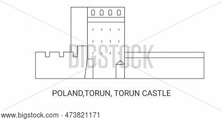 Poland, Torun, Torun Castle Travel Landmark Vector Illustration