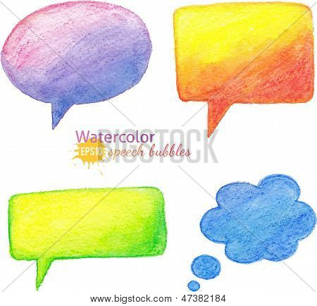 Vector bright watercolor pencils speech bubbles