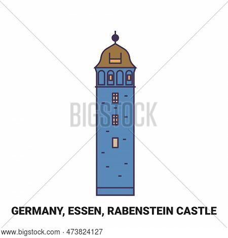 Germany, Essen, Rabenstein Castle Travel Landmark Vector Illustration