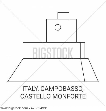 Italy, Campobasso, Castello Monforte Travel Landmark Vector Illustration