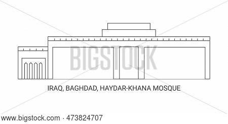 Iraq, Baghdad, Haydarkhana Mosque, Travel Landmark Vector Illustration