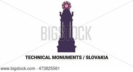 Slovakia, Technical Monuments Travel Landmark Vector Illustration