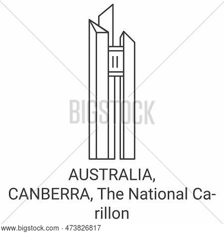 Australia, Canberra, The National Carillon Travel Landmark Vector Illustration