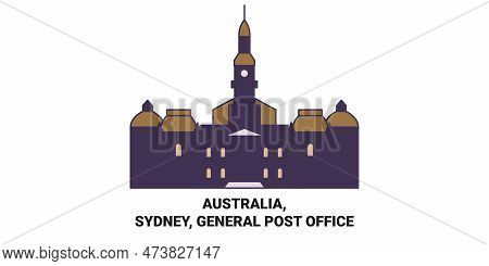 Australia, Sydney, General Post Office Travel Landmark Vector Illustration