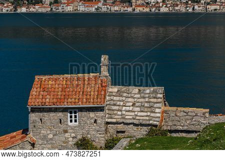 Beautiful View Of The Bay Of Kotor And The Church Of Our Lady Of The Angels Lepetane Montenegro