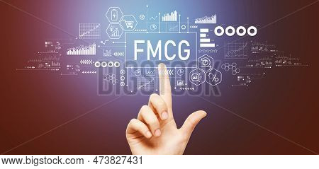 Fmcg - Fast Moving Consumer Goods Theme With Hand Pressing A Button On A Technology Screen