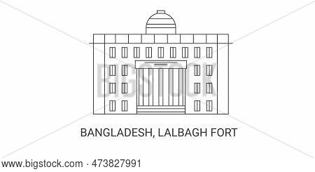 Bangladesh, Lalbagh Fort, Travel Landmark Vector Illustration