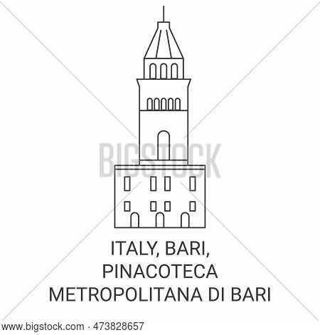 Italy, Bari, Pinacoteca Metropolitana Di Bari Travel Landmark Vector Illustration