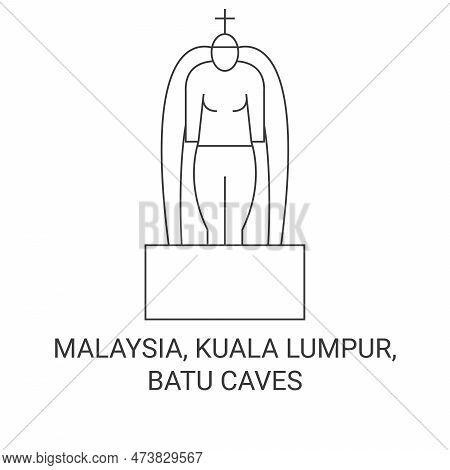 Malaysia, Kuala Lumpur, Batu Caves Travel Landmark Vector Illustration