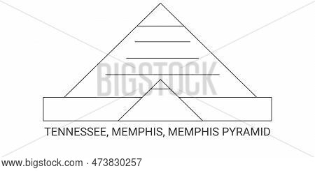 United States, Tennessee, Memphis, Memphis Pyramid, Travel Landmark Vector Illustration