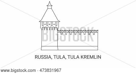 Russia, Tula, Tula Kremlin, Travel Landmark Vector Illustration
