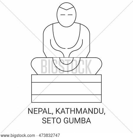 Nepal, Kathmandu, Seto Gumba Travel Landmark Vector Illustration