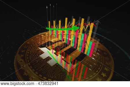 Dai Eth Stablecoin Cryptocurrency Golden Coin 3D Illustration