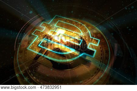 Dai Eth Stablecoin Cryptocurrency Golden Coin 3D Illustration