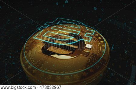 Dai Eth Stablecoin Cryptocurrency Golden Coin 3D Illustration