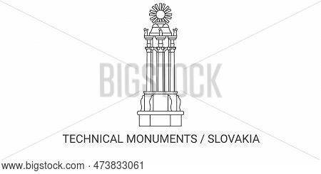 Slovakia, Technical Monuments Travel Landmark Vector Illustration