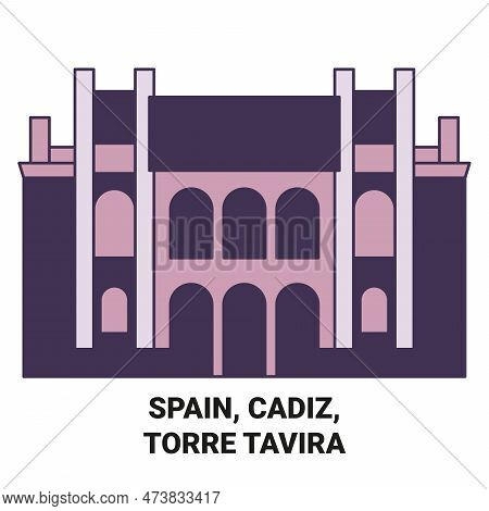 Spain, Cadiz, Torre Tavira Travel Landmark Vector Illustration