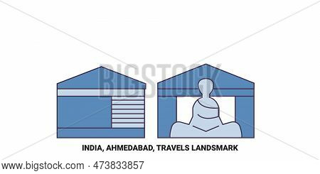 India, Ahmedabad, Travels Landsmark Travel Landmark Vector Illustration