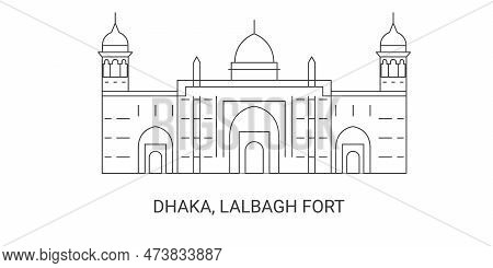 Bangladesh, Dhaka, Lalbagh Fort, Travel Landmark Vector Illustration