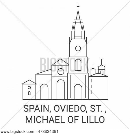 Spain, Oviedo, St. Michael Of Lillo Travel Landmark Vector Illustration